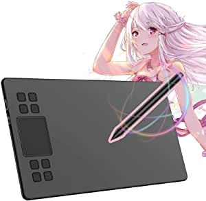 VEIKK Graphic Tablets, A50 10x6 Inch Pen Tablet with Smart Gesture Touch Pad & 8 Shortcut Keys Tilt Function 8192 Pen Pressure for Android, Windows and Mac