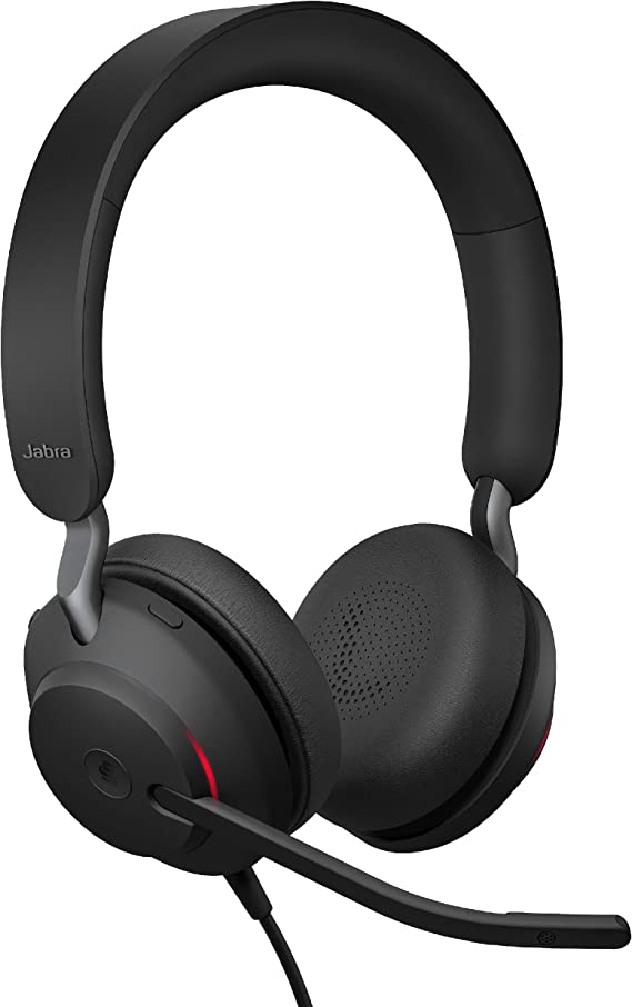 Jabra Evolve2 40 MS Wired Headphones, USB-A, Stereo, Black – Telework Headset for Calls and Music, Enhanced All-Day Comfort, Passive Noise Cancelling Headphones, MS-Optimized with USB-A Connection