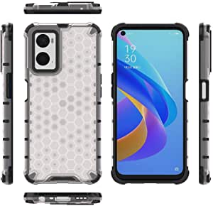 لهاتف Realme 9i, جراب اصلي مقاوم للصدمات بنمط خلية النحل من GrabologyStore - ابيض شفاف