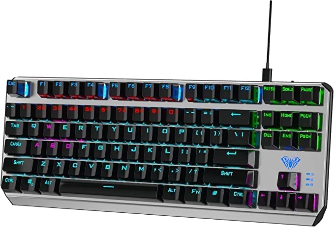 AULA F3087 Mechanical Gaming Keyboard, 87 Keys Anti-Ghosting USB Computer Keyboards (Blue Switch) (AULLA F3087)