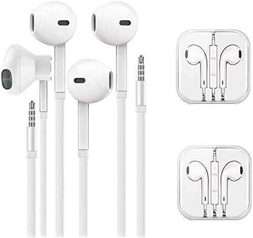 Wired Earbuds Headphones with Microphone 2 Pack, Noise Isolating in-Ear Bass Earbuds Wired, 3.5mm Stereo Earphones Interface Compatible with iPhone and Android Phones, Computers, iPad, MP3 Players