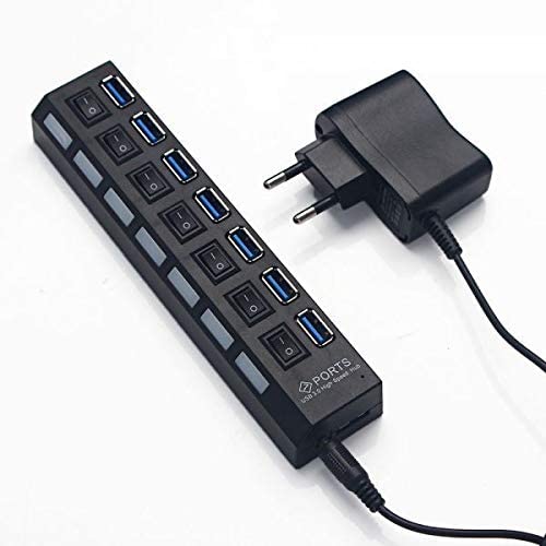 7 Port USB 2.0 HUB High Speed Connector With 2A Power Adapter For Laptop PC Computeramazon13779