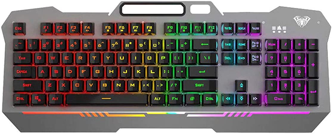 AULA F3010 Wired Gaming Keyboard 26 Keys Anti-ghosting Ergonomic Metal Panel Mix Backlit LED Gamer Keyboard for Desktop Laptop