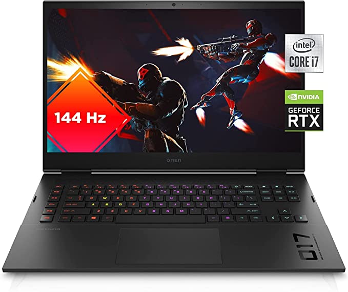 HP Omen Gaming Laptop, 17.3-inch FHD 144Hz, 1TB SSD, i7-11800H (8-Core Up to 4.6GHz, 16GB RAM, NVIDIA GeForce RTX 3060, RGB Keyboard, Windows 10 Home) Shadow Black, 17-ck0371nr