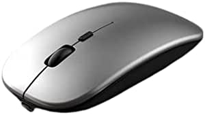 Wireless Mouse, Rechargeable Mouse for MacBook pro/MacBook air/Laptop/iMac/iPad/pc Slim Silent Mouse 2.4G Portable Mobile Optical Office Mouse (Grey)