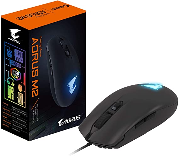 AORUS M2 Accurate 6200 DPI Optical Engine, Lightweight Esports-Grade, Ambidextrous Design, RGB Fusion 2.0 Mouse GM-AORUS M2