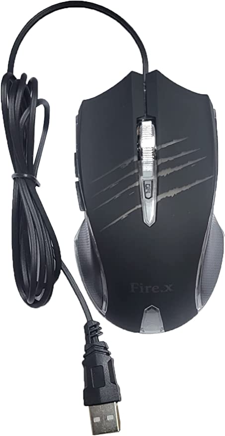 Fire.X FX-1 Ultra Speed Professional Wired Mouse Gaming with 7 Button Backlight RGB 1.5m - Black