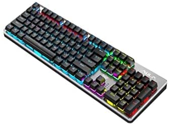 Full Mechanical Gaming Keyboard with Rainbow LED Backlit - Oli Blue Keys, F2068