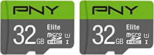 PNY 32GB Elite Class 10 U1 microSDHC Flash Memory Card 2-Pack - 100MB/s read, Class 10, U1, Full HD, UHS-I, micro SD