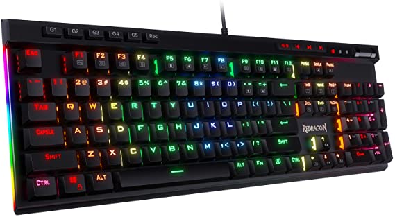 Redragon K580 VATA RGB LED Backlit Mechanical Gaming Keyboard with Macro Keys & Dedicated Media Controls