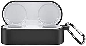 AREDING for Microsoft Surface Earbuds Case,Anti Lost Carrying Protective Silicone Replacement Case Full Body Protection Shockproof with Carabiner (Black)