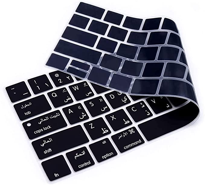 NT - Arabic English Silicone Keyboard Cover Compatible With Newest MacBook Pro With Touch Bar 13/15 Inch (A2159/A1989/1708/A1706,A1990/A1707) (2019/2018/2016/2017 Release) USA Version, Black