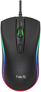 HAVIT MS72 Wired USB Mouse 1200 DPI With RGB Light, Black + Ochre