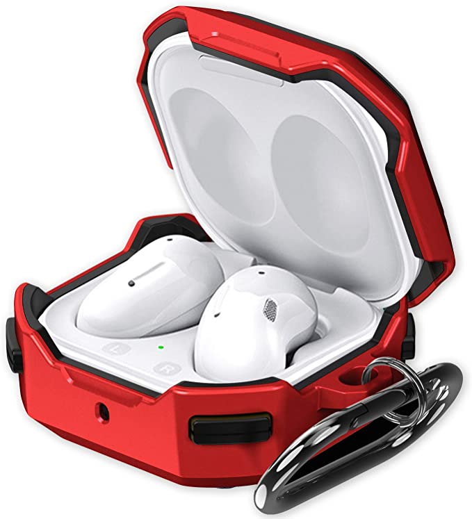 Tikpro Samsung Galaxy Buds Pro / Galaxy Buds Live / Galaxy Buds 2 Case, Shockproof PC Hard Case with Keychain (Red)