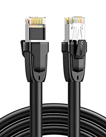 UGREEN Cat8 Ethernet Cable 24AWG RJ45 Network Patch Cable 2000Mhz LAN Wire Cable Cord Shielded Compatible for Modem, Router, PC, Mac, Laptop, PS2, PS3, PS4,PS5, Black (2M)