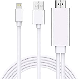 [Apple MFi Certified] Apple Lightning to HDMI Cable Adapter, 1080p Lightning to Digital AV Adapter 4K Sync Screen Connector Cable Compatible with iPhone iPad to HDTV Projector Monitor - 5.9ft, Silver