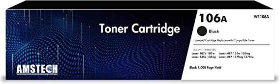 2-Pack 106A W1106A Toner Cartridge Replacement for HP Laser MFP 135wg Toner 107w 137fwg 107a 135ag 135a 135w 137fnw Black Printer Cartridge With Chip