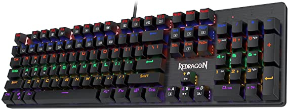 Redragon K608 Valheim Rainbow Gaming Keyboard, 104 Keys NKRO Mechanical Keyboard w/Linear and Quiet Red Switch