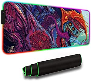 FORRICA RGB Large Gaming Mouse Pad 12 Light Modes 800x300x3 mm Extended Mousepad Glowing Led Oversized Mat Anti-slip Rubber Base Keyboard Mouse Mats for Computer Laptop PC Desk Beast