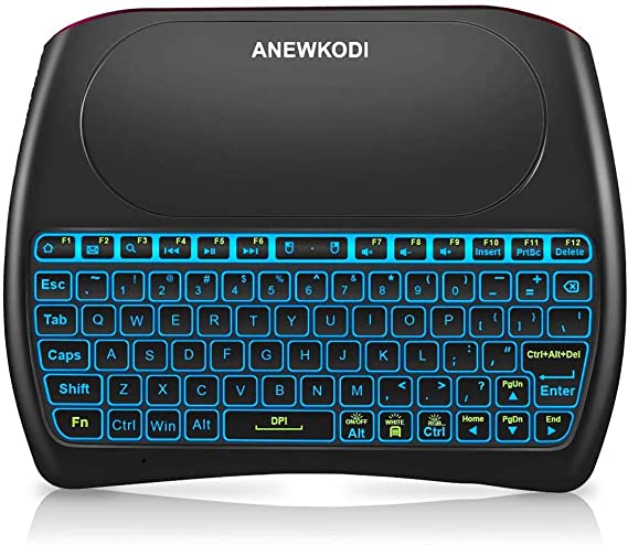 ANEWKODI 2.4GHz Mini Wireless Keyboard, Rechargeable Li-ion Battery & Multi-Media Keys Handheld Remote Control Keyboard for Android TV Box, PC, Laptop, Smart TV, Xbox, PS3