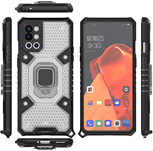 For OnePlus 9R, New Original Ironman All-in-One Case from GrabologyStore - Heavy Duty Slip-Resistant Cover - Dual Protection Shockproof Case Cover with Lanyard - Clear & Black