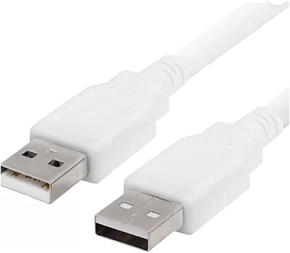 Keendex KX 2480 USB 2.0 Type A Male to Type A Male Cable for Data Transfer, 3 Meters - White