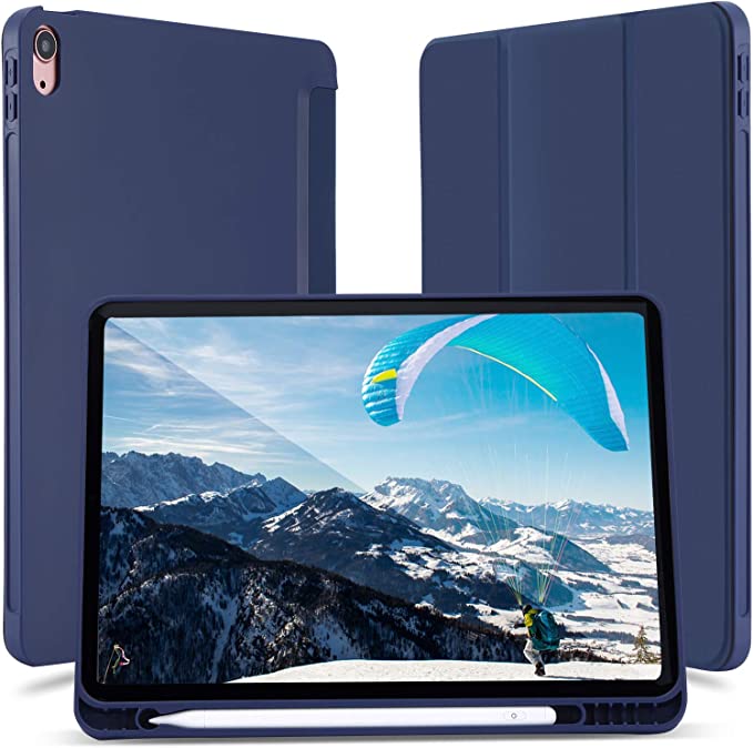 iPad Air4 2020 New Air 4th Gen Case 10.9 Inch Protective Smart Cover with Pencil Holder Support 2nd Generation Apple Pencil Wireless Charging Touch ID Compatible for A2316/A2324/A2325/A2072 (NavyBlue)