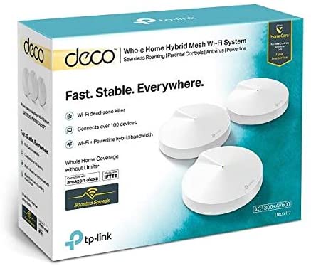 TP-Link Whole Home Hybrid Mesh Wi-Fi System, Deco P7 AC1300+AV600 (3-pack)