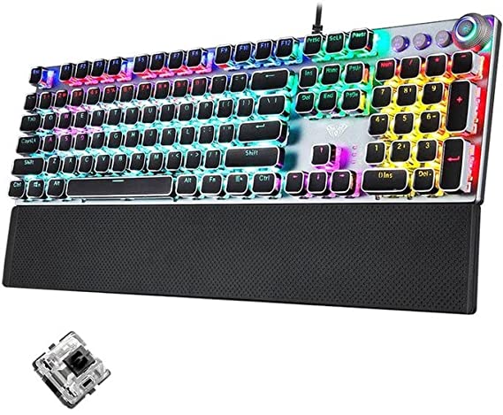 Aula wired mechanical gaming keyboard with Black Switch and LED Lights Modes F-2088