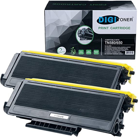 DIGITONER Compatible TN580 TN650 TN620 Toner Cartridge – TN-580 TN-650 TN-620 High Yield Toner Cartridge Replacement for Brother Laser Printer – Black [2 Pack]