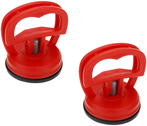 Quluxe 2 1/4" Heavy Duty Suction Cups Screen Suction Cup Phone Computer Screen Repair Tools for LCD Screen Opening Tool- Red (Pack of 2)