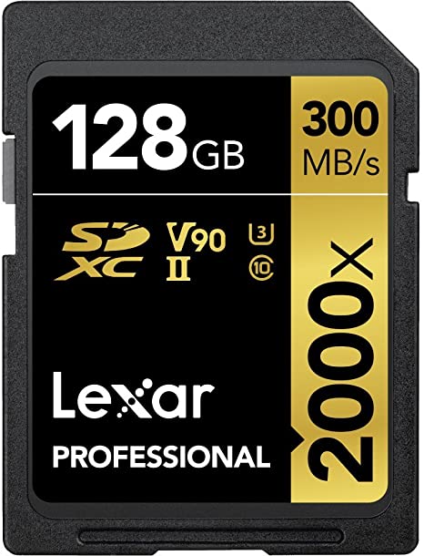 Lexar Professional 2000x 128GB SDXC UHS-II Card, Up To 300MB/s Read, for DSLR, Cinema-Quality Video Cameras (LSD2000128G-BNNNU)