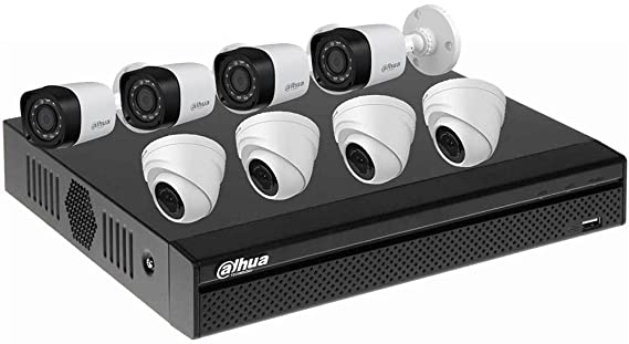 Security 8 camera system 4 Indoor camera HAC-HDW1000R and 4 outdoor camera HAC-HFW1000R and DVR XVR 4108HS