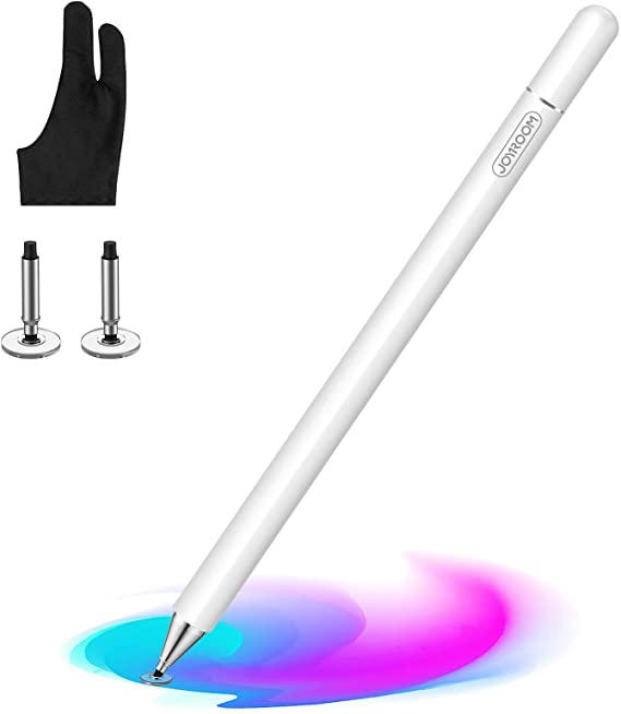 joyroom iPad Pencil with Palm Rejection Glove, Capacitive Stylus Pen for Kid Student Drawing&Writing, Universal for iPad Pro/iPad 8th/7th/6th Generation/Mini/Air/iPhone/Android/Samsung/Surface(White)