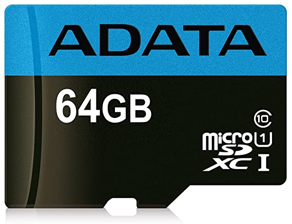 ADATA 64GB Premier High Capacity Micro SD Card with SD Adapter UHS-I Class 10 R/W 85/25MB/s