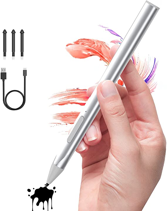 Rechargeable Active Smart Digital Stylus Pen Editor Palm Rejection 4096 Pressure Sensitivity Touchscreen Pens for Surface Pro 3 / 4 / 5 / 6 / 7 / x, Surface Go / Go 2, Surface Laptop / Book / Studio