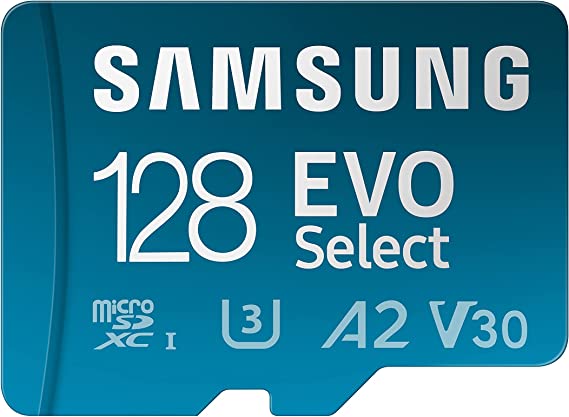 Samsung EVO Select 128GB microSDXC UHS-I U3 130MB/s Full HD & 4K UHD Memory Card inc. SD-Adapter (MB-ME128KA/EU)