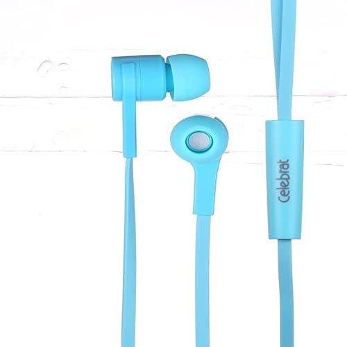 Set Of 2 Celebrat Sky-1 Deep Bass Wired Earphone With Microphone - Blue