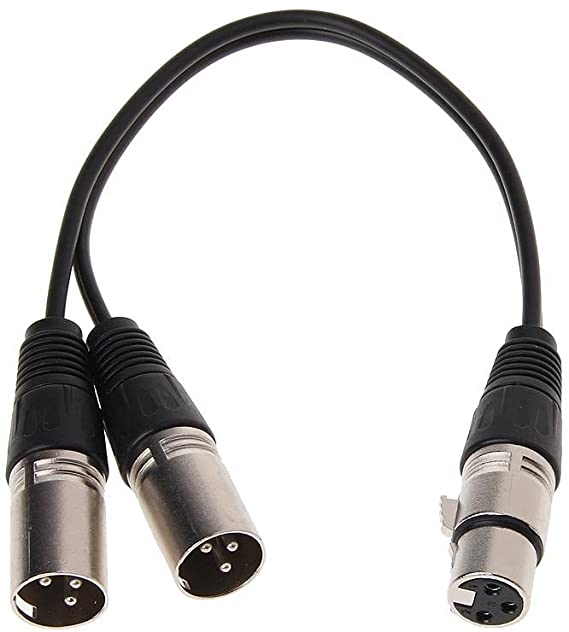 XLR Splitter Cable, 1 XLR Female to 2 XLR Male Patch Y Cable Balanced Microphone Splitter Cord Audio Adaptor -35CM