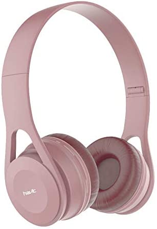 HAVIT H2262D Wired portable folding Headset, Pink