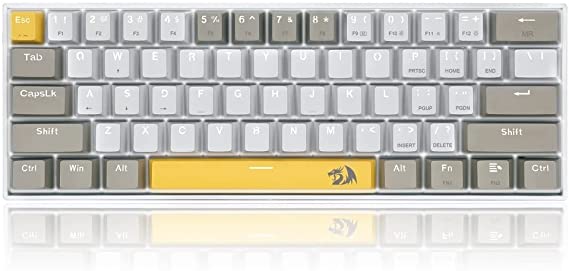 Redragon K606 LAKSHMI 60% Mechanical Gaming Keyboard - (BROWN Switch) - Rainbow Backlighting - 61 KEYS - Detachable Cable // (K606-YL&WT&GY)