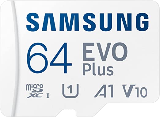 Samsung EVO Plus 64GB microSDXC UHS-I U1 130MB/s Full HD & 4K UHD Memory Card with Adapter (MB-MC64KA), Blue