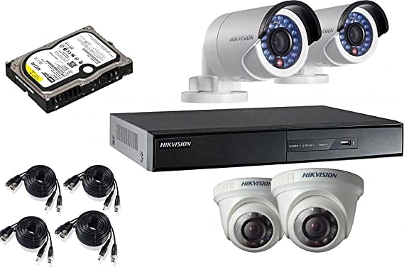 SECURITY CAMERA 2 MEGAPIXEL QUANTITY 2 + VIDEO RECORDER 4 CHANNEL + HARDDISK 1 TB