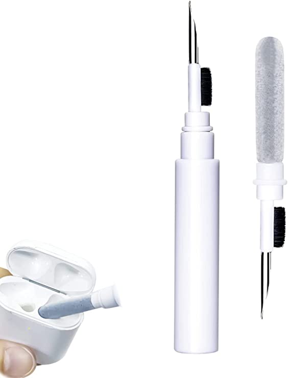 Multifunctional Bluetooth Earbuds Cleaning Pen, in-Ear Headphones Cleaning and Soft Dust Removal Brush Pen, Portable Earphone Brush for Headset, Keyboard, Phone and Camera Lens (White)