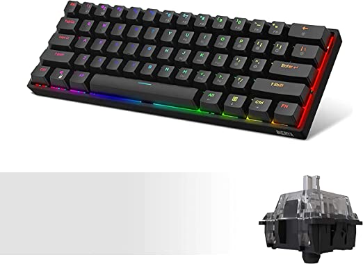 DIERYA DK61E 60% RGB Mechanical Gaming Keyboard | Gateron Optical Silver Linear Switch | PBT Double-shot Keycaps & Hot-swappable | Waterproof, Detachable Type-C | Full Keys Programmable