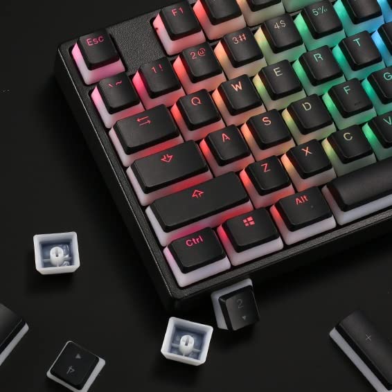 REDRAGON A130 SCARAB Pudding PBT Keycaps - 104 Keys Standard Doubleshot PBT Keycap Set - w/Translucent Layer for Mechanical Keyboard, OEM Profile, English (US) ANSI Layout || Black