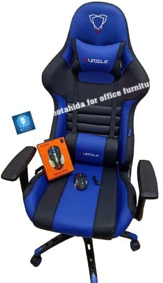 Gaming Blue Leather Chair in Black