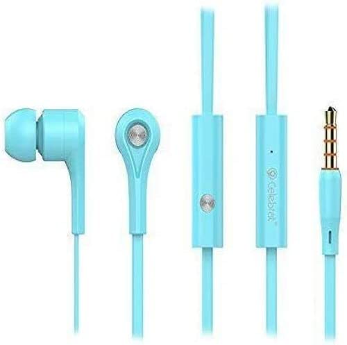 Set Of 2 Celebrat D3 Solid Metal Wired Earphone With Microphone - Blue