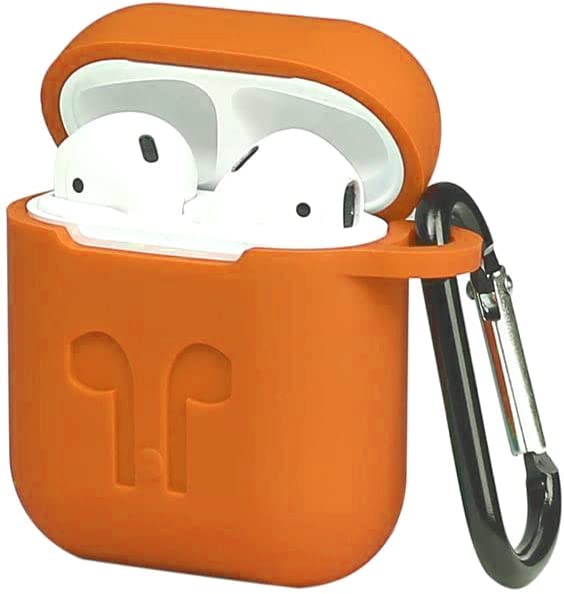 Protective Silicone AirPods Case with Carabiner for Apple Airpods - Orange