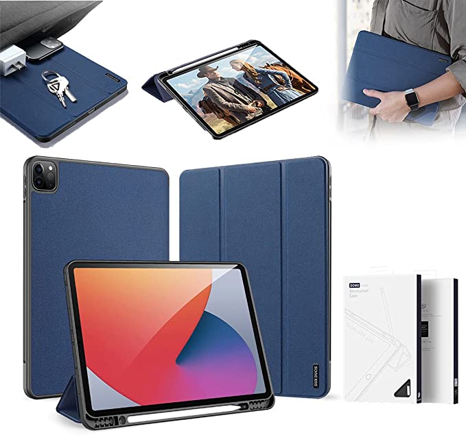 DUX DUCIS Magnetic Case for iPad Pro 11/12.9 Inch, 2021 Model, Premium TPU Cover with Pen Holder, Compatible with Pencil & Wireless Charging, Auto Wake, Full Body Protection (iPad Pro 11,Blue)